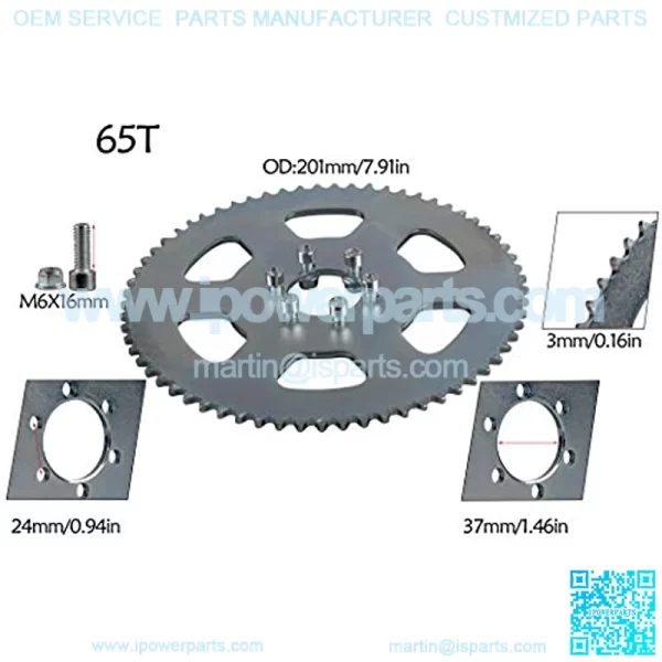 65T 37mm #35 Chain Rear Sprocket for Go Kart Mini Bike ATV Drift Trike - Image 2