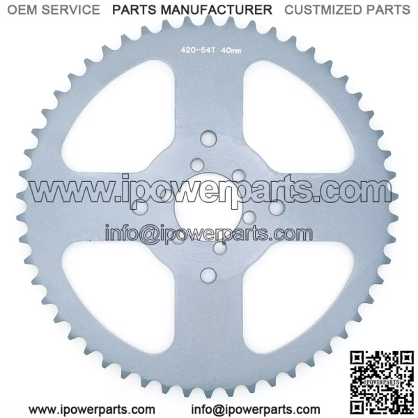 54T 40mm #420 silver gray sprocket