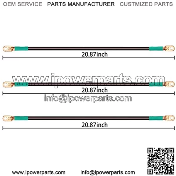 Golf Cart 4 Gauge Battery Cables (Set of 3)?C Fits 12-Volt Club Car Precedent (2004-2008)