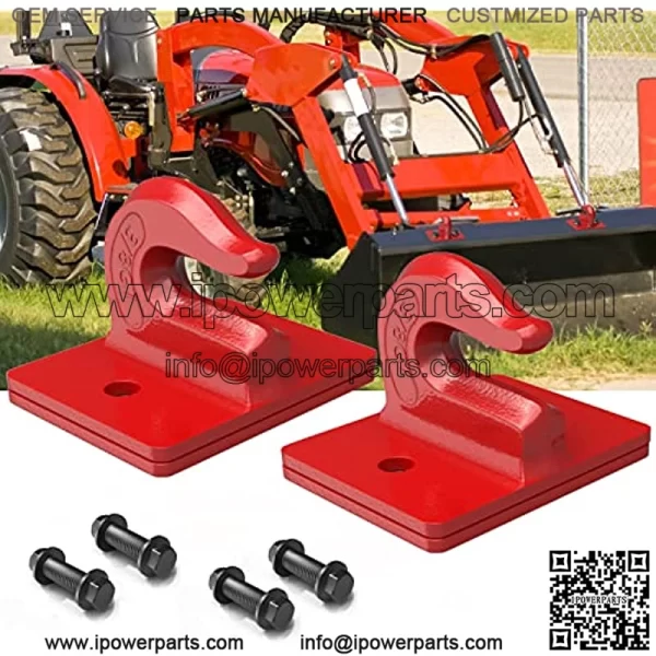 Enhanced Tractor Bucket Hooks 3/8" (2 Pack),Heavy Duty Tow Hook Grab Hooks for Tractor Bucket,G70 Forged Steel Bolt Hook Work for Rv,Utv,Truck Tractor Bucket Accessories Max 15,000 lbs,Red