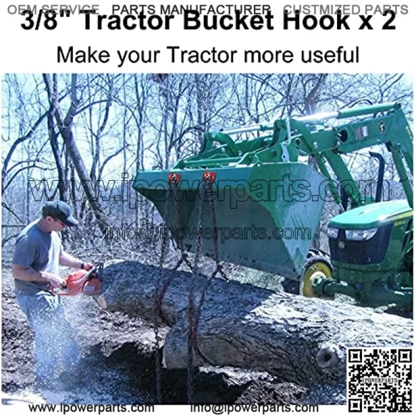 Enhanced Tractor Bucket Hooks 3/8" (2 Pack),Heavy Duty Tow Hook Grab Hooks for Tractor Bucket,G70 Forged Steel Bolt Hook Work for Rv,Utv,Truck Tractor Bucket Accessories Max 15,000 lbs,Red - Image 3