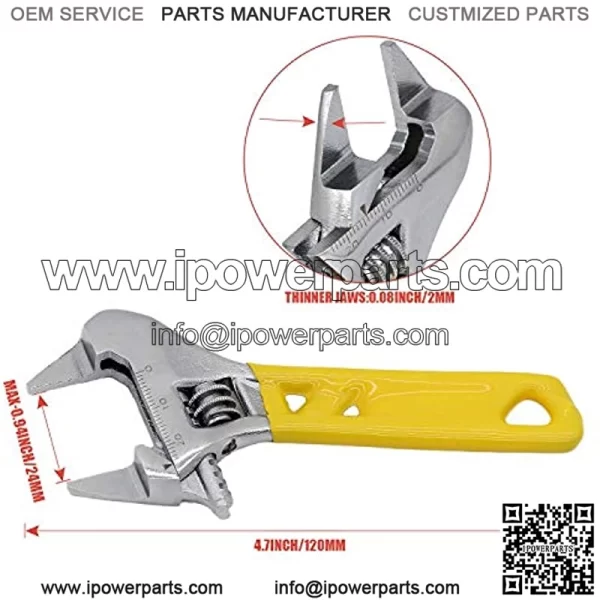 4-Inch Adjustable Wrench,Large Opening -0.94-Inch Jaw Opening,Precise Jaw Design Grip in Tight Spaces - Image 3