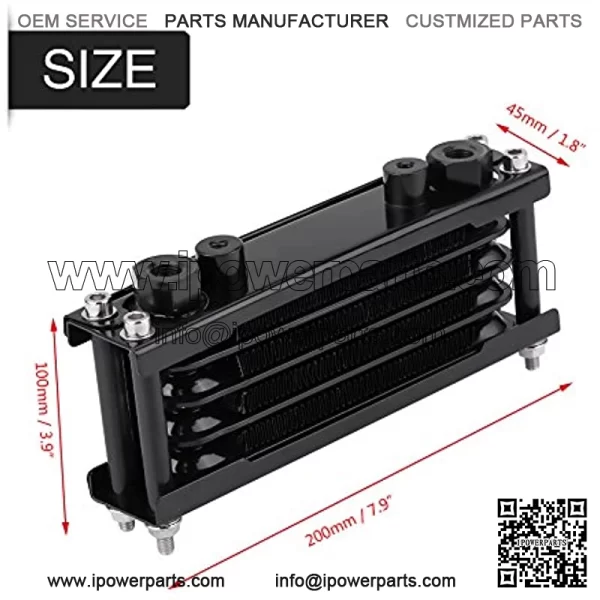 Universal Engine Oil Cooler Kit Motorcycle Oil Cooler Cooling Radiator for Motorbike Dirt Bike 50CC-200CC(Black) - Image 2