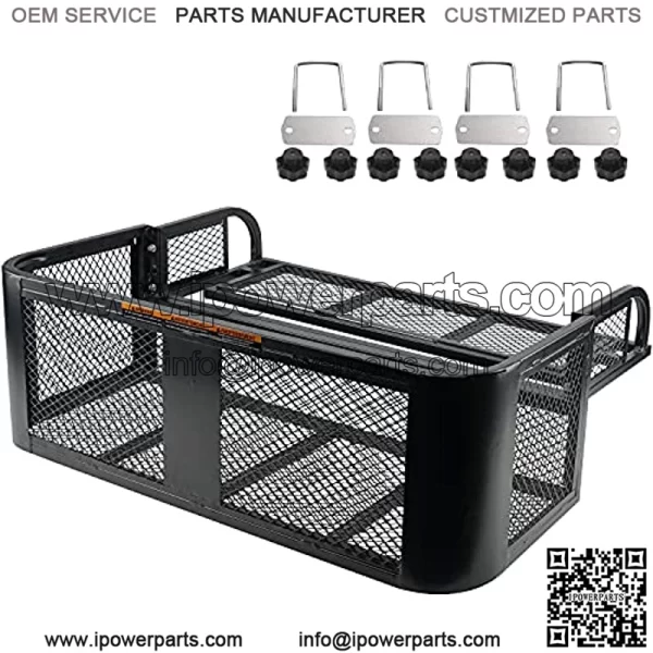 PLIOSAUR ATV Rear D Basket Rack ,with Steel Mesh Surface Detachable Steel Luggage Cargo,for Motorcycle & ATV& UTV(41" x 14"x 13" )