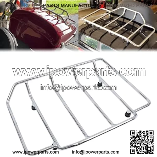 Top Rack Rail, Motorcycles Trunk Luggage Rack Rail Carrier Compatible With Touring Road King Street Glide Road Glide Electra Glide Tour pak Pack 1984-2021,Chrome