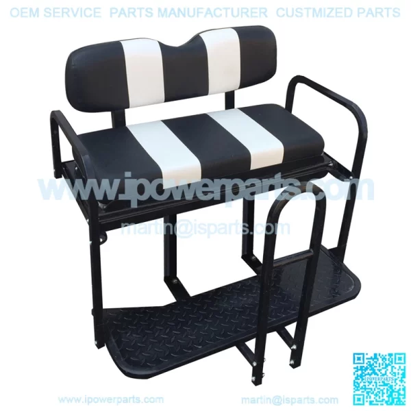 Rear Seat Flip Seat Kit - Black & White Two Tone (w/ Front Seat Cover + FREE Grab Bar)