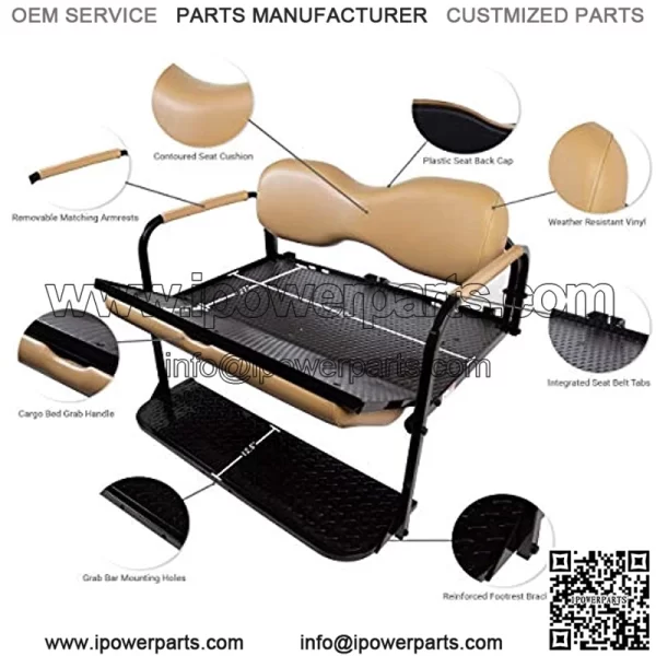 Club Car Precedent Golf Cart Rear Seat Kit ?C Beige - Image 4