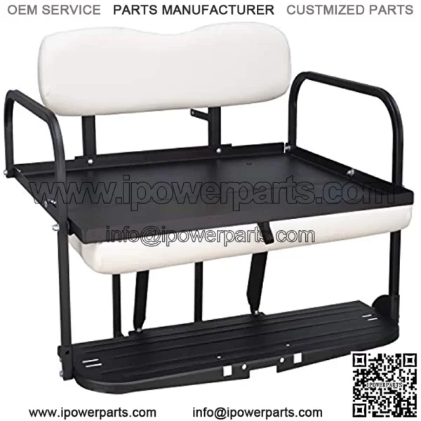 Club Car Golf Cart Flip Folding Rear Back Seat Kit - White - Image 2