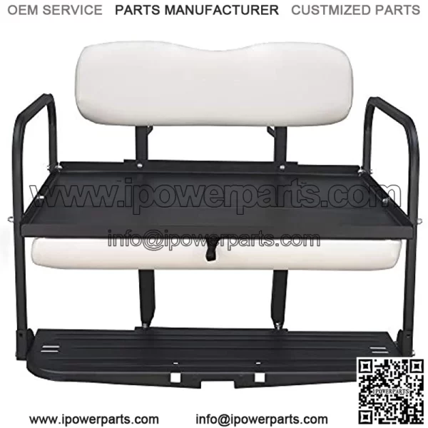 Club Car Golf Cart Flip Folding Rear Back Seat Kit - White - Image 4