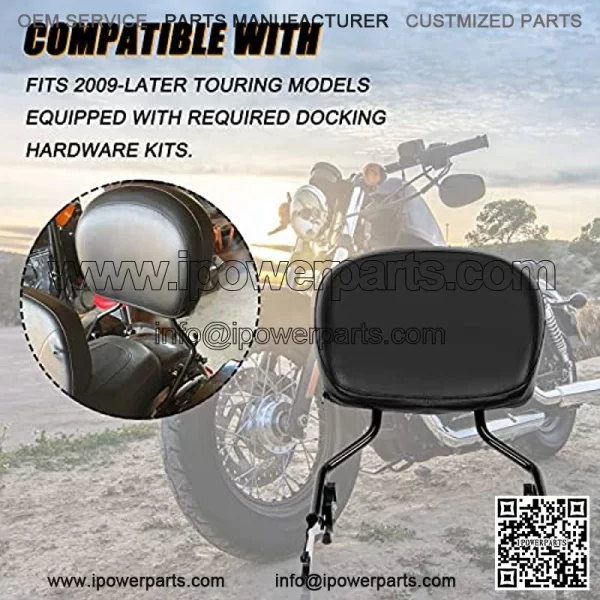 Black Detachable Backrest Sissy Bar With Pad for Harley Touring 2009 2010 2011 2012 2013 2014 2015 2016 2017 2018 2019 2020 2021 - Image 5