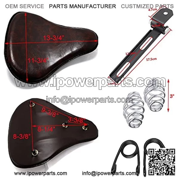 Custome 13" Driver Seat Leather Cushion for Harley Chopper Bobber Scooter Custom - Image 2