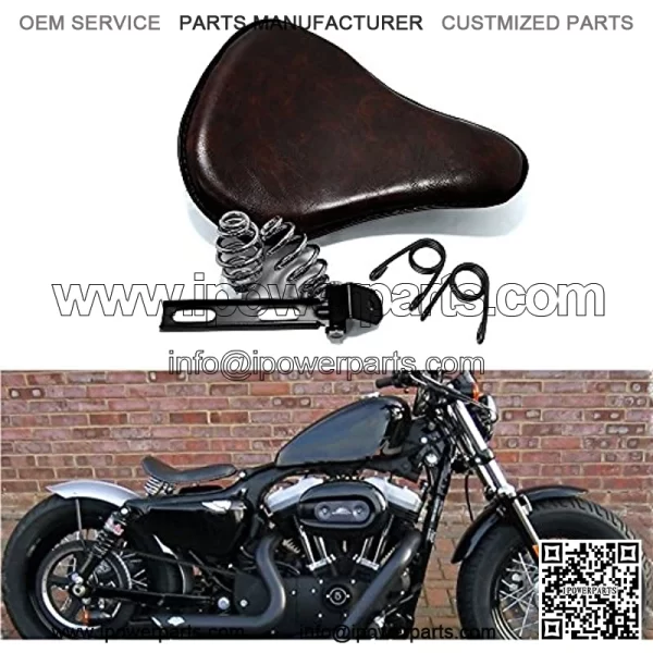 Custome 13" Driver Seat Leather Cushion for Harley Chopper Bobber Scooter Custom - Image 4