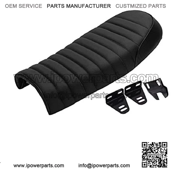 Motorcycle Cafe Racer Seat Universal Flat Brat Vintage Saddle Seat For CB Yamaha XJ (Black)