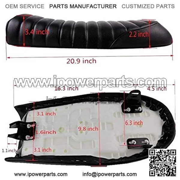 Motorcycle Cafe Racer Seat Universal Flat Brat Vintage Saddle Seat For CB Yamaha XJ (Black) - Image 2