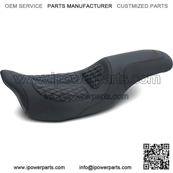 Motorcycle Seats 76981 Signature Series Fastback One-Piece Seat by Dave Perewitz for Harley-Davidson Electra Glide Standard, Road Glide, Road King & Street Glide 2008-'21, Diamond Stitched, Black, Extended Reach