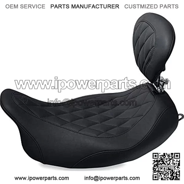 Motorcycle Seats 79725 Wide Tripper Solo Seat with Driver Backrest for Harley-Davidson Electra Glide Standard, Road Glide, Road King & Street Glide 2008-'21, Diamond, Black