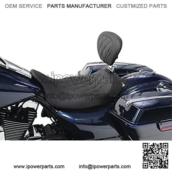 Motorcycle Seats 79725 Wide Tripper Solo Seat with Driver Backrest for Harley-Davidson Electra Glide Standard, Road Glide, Road King & Street Glide 2008-'21, Diamond, Black - Image 2