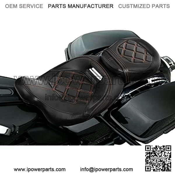 Leather Seat Pillion Passenger Rider Seat Set For Harley Touring Road King Street Glide Road Glide Electra Glide CVO 2009-2020 - Image 2