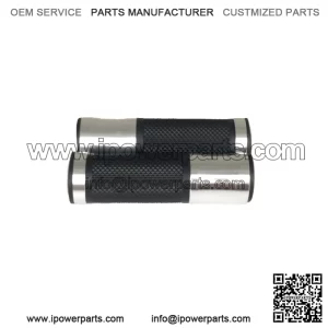 1 Pair 7/8" CNC Motorcycle Bike ATV Sports Aluminum Rubber Gel Hand Grips Handlebar Cafe Racer End Bar (Titanium)