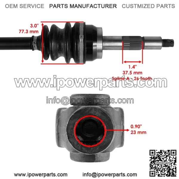 Polaris Scrambler 500 1997-1998 Front Right CV Joint Axle (BTB 138 Stamped) - Image 3
